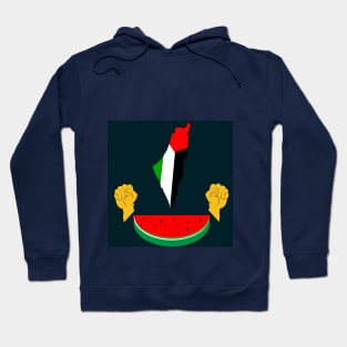 Palestinian watermelon map of the struggle hand Hoodie